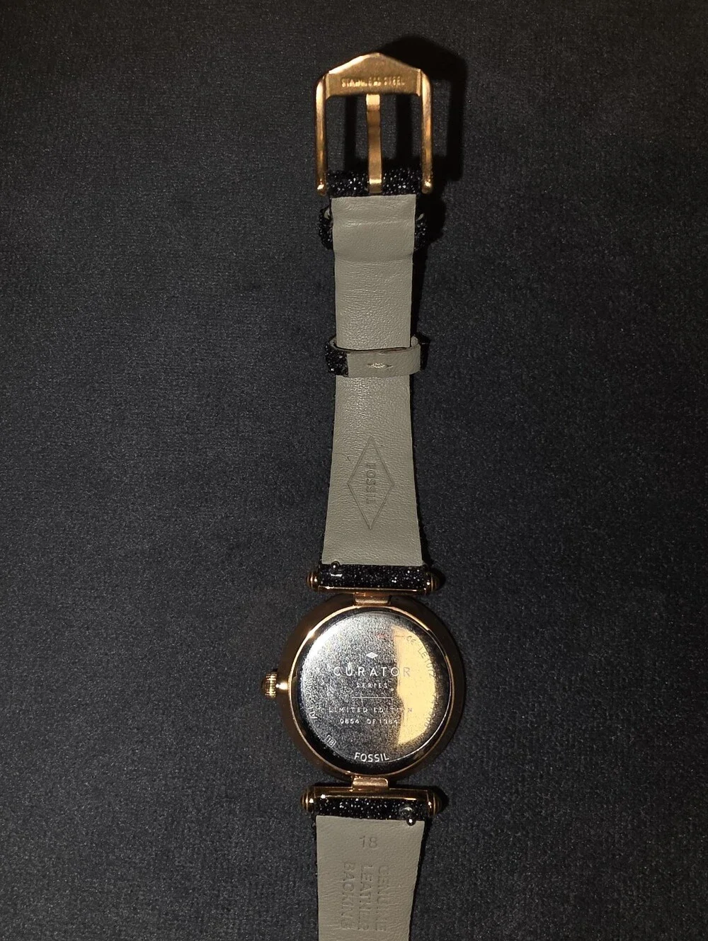 RARE FOSSIL Limited Edition Women's Lyric Black & Rose Gold Glitz Watch LE1072